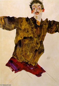 Autoportrait Aux Mains Tendues — Egon Schiele