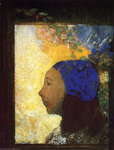 Young Girl In A Blue Bonnet — Odilon Redon