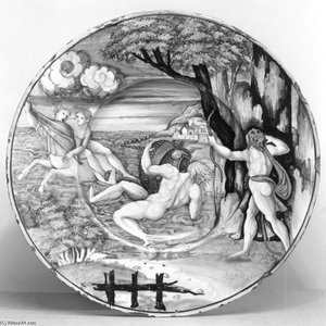 Plate With Hercules, Nessus And Deianira — Nanni Di Bartolo