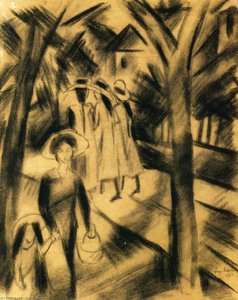 Woman With Child And Girls On A Road — August Macke