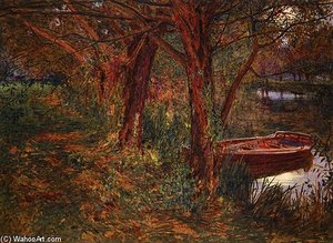The River At Dusk — Albert Goodwin