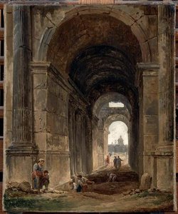 Veduta Della Porta Del Louvre Verso L'institut Nazionale Francese — Hubert Robert