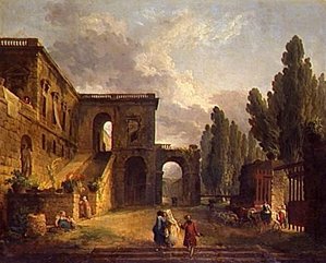 Paesaggio. Il Ritorno Del Gregge, Su Sfondo Di Palazzi Italiani — Hubert Robert