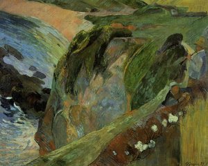 "flutist On The Cliffs" - Il Giocatore Di Flauto Sulla Falace — Eugène Henri Paul Gauguin
