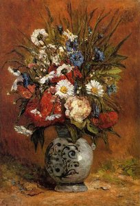 Girassóis E Péonias Em Um Vaso Azul — Paul Gauguin