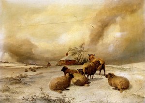 Sheep In A Winter Landscape — Thomas Sidney Cooper
