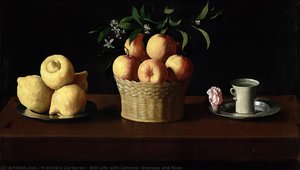 Still Life With Lemons, Oranges And Rose — Francisco De Zurbarán
