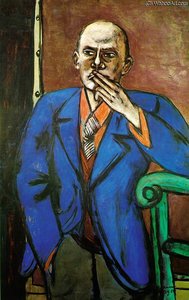 Self-portrait In Blue Jacket, St. Louis A — Max Beckmann