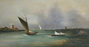 Three Yachts And A Wherry On A Broad — Charles Beaty
