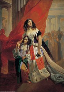 Princess Yuliya Pavlovna Samoilova Leaving A Ball With Adopted Daughter Amacilia Pacini — Karl Bryullov
