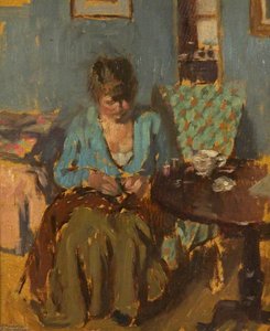Girl Sewing — Bernard Dunstan