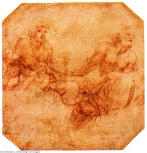 Study For Two Apostles With Putti — Antonio Allegri Da Correggio