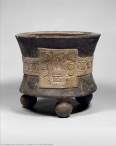 Tripod Vessel With Date Glyph — Aztec Empire