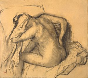 Después Del Baño, Mujer Secándose El Cabello — Hilaire-germain-edgar Degas