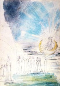 La Nave Angélica Regresa Después De Haber Dejado Las Almas En La Ribera, Con Catón Que Reprende A Los Dos Poetas — William Blake