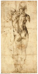 Standing Male Nude, Seen From The Rear (recto) — Michelangelo