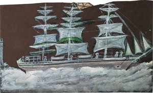 White Sailing Ship – Three Masts — Alfred Wallis
