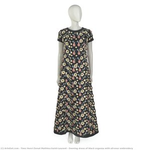 Evening Dress Of Black Organza With All-over Embroidery — 이브 생 로랑