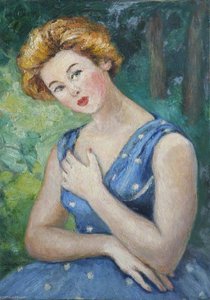 Lady In A Blue Spotted Dress — Georges Van Houten