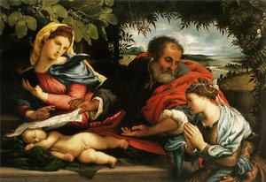 La Sagrada Familia Con Santa Catalina De Alejandría — Lorenzo Lotto