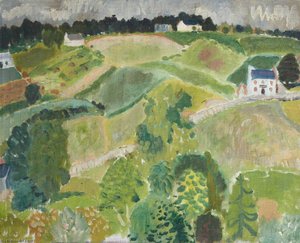 Paisaje Con Cabañas, Campos Y Árboles Mixtos — Sir William George Gillies