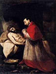 St Carlo Borromeo Adoring Christ — Giovanni Battista Crespi
