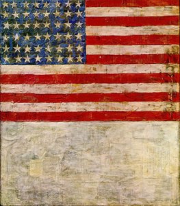 Bandiera Sopra Il Bianco Con Collage — Jasper Johns