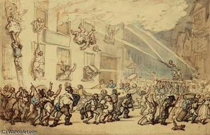 A Fire At A Brothel — Thomas Rowlandson