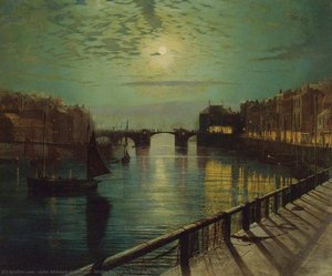 Whitby Harbor By Moonlight — John Atkinson Grimshaw