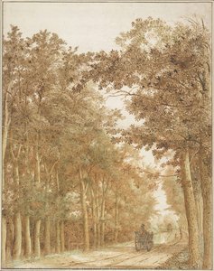 Estrada Florestal Com Dois Carrinhos De Cavalos — Cornelis Hendrickszoon Vroom