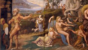 The Old Woman And Vulcan, Tribute To Apollo — Giulio Romano