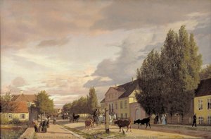 View Of A Street In Østerbro Outside Copenhagen. Morning Light — Christen Købke