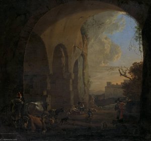 Herders With Their Animals Under An Arch Of The Colosseum In Rome — ヤン・アッセリン