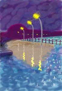 Rainy Night On Bridlingtom Promenade — David Hockney