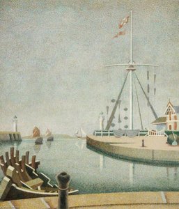 Honfleur, France, Entrance To The Harbour — Edward Alexander Wadsworth