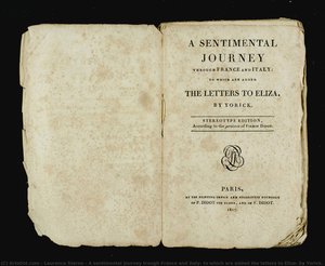 A Sentimental Journey Trough France And Italy: To Which Are Added The Letters To Eliza, By Yorick. Stereotype Edition, According To The Process Of Firmin Didot — Laurence Sterne