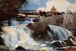 Casting In The Falls — Winslow Homer