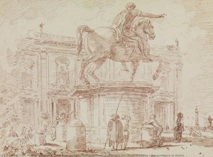 The Equestrian Statue Of Marc Aurel And The Palace Of The Conservators In Rome — Hubert Robert