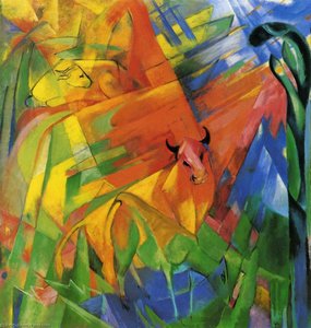 Animaux Dans Le Paysage (également Peinture Avec Des Taureau) — Franz Marc