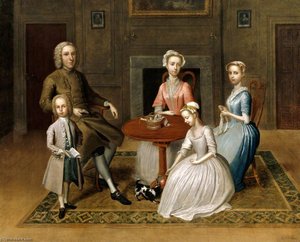 Group Portrait (possibly Of The Brewster Family), In A Domestic Interior — Thomas Bardwell