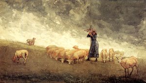 Shepherdess Tending Sheep — Winslow Homer