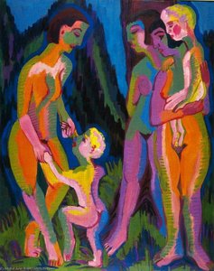 Tre Nude Donne Con Bambini — Ernst Ludwig Kirchner
