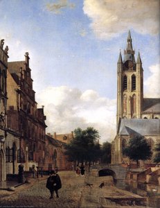 The Oude Kerk On The Oude Delft In Delft (detail) — Jan Van Der Heyden