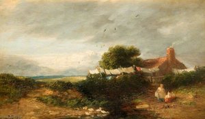 Cottage On Dulwich Common, A Windy Day — David Cox The Elder