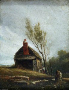 Landscape A Cottage With Trees And Two Children — William Mulready The Younger