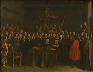 Ratification Of The Peace Of Münster Between Spain And The Dutch Republic In The Town Hall Of Münster, 15 May 1648, Gerard Ter Borch (ii) (copy After), 1648 - 1670 — Gerard Ter Borch Mlajši