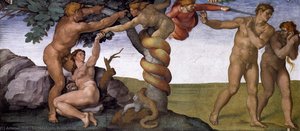 Cielo De La Capilla Sixtina: Génesis, La Caída Y Expulsión Del Paraíso — Miguel Ángel