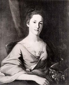 Portrait Of A Lady In Blue (probably Mary Phillips, 1743 75), (painting) — Charles Willson Peale