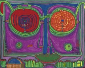 A Spectacles In The Small Face — Friedensreich Hundertwasser