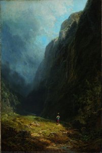 In The Alpine High Valley (landscape With Mt. Wendelstein) — Carl Spitzweg